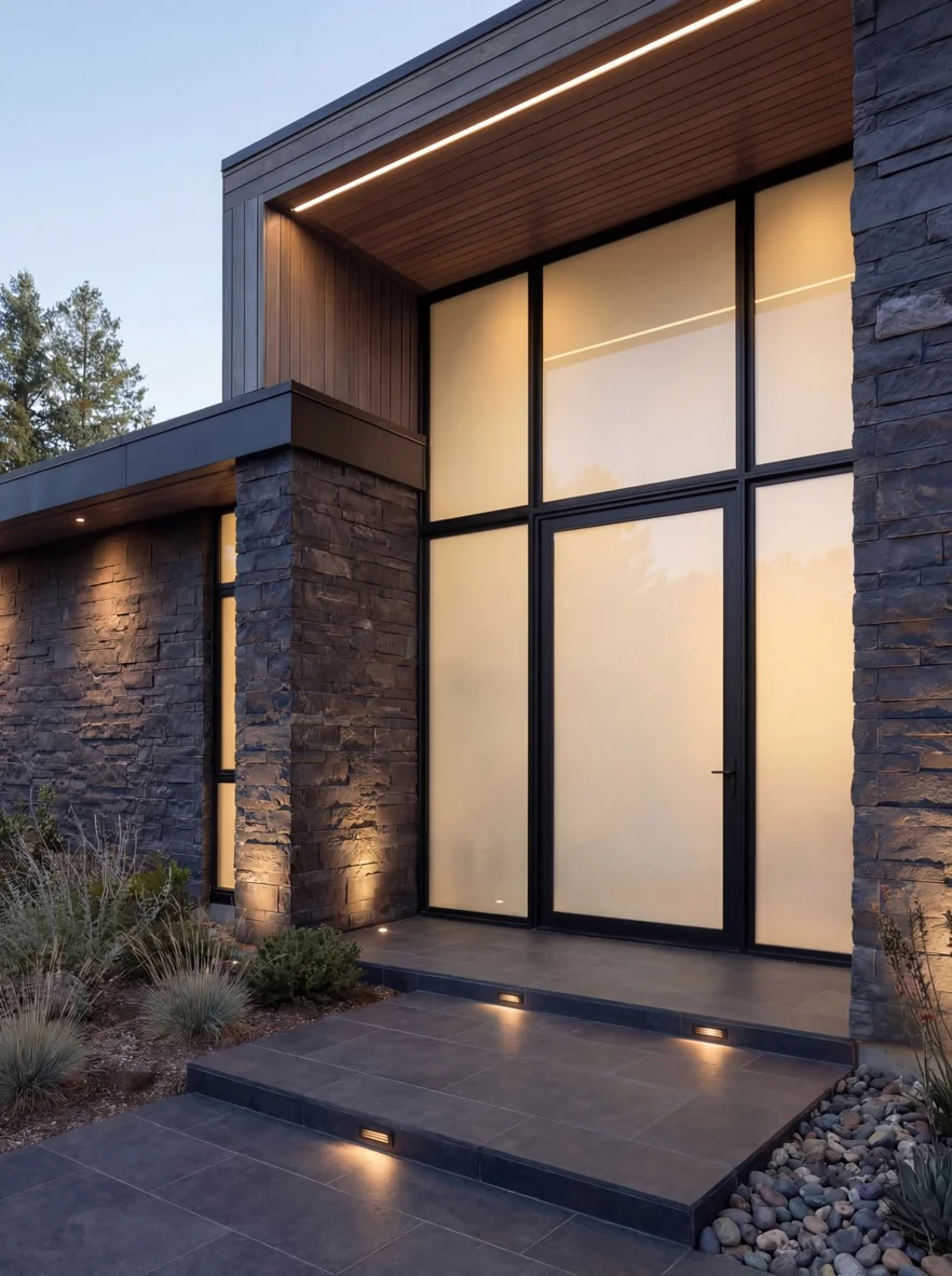 CLiC privacy glass installed in doors for entrance privacy